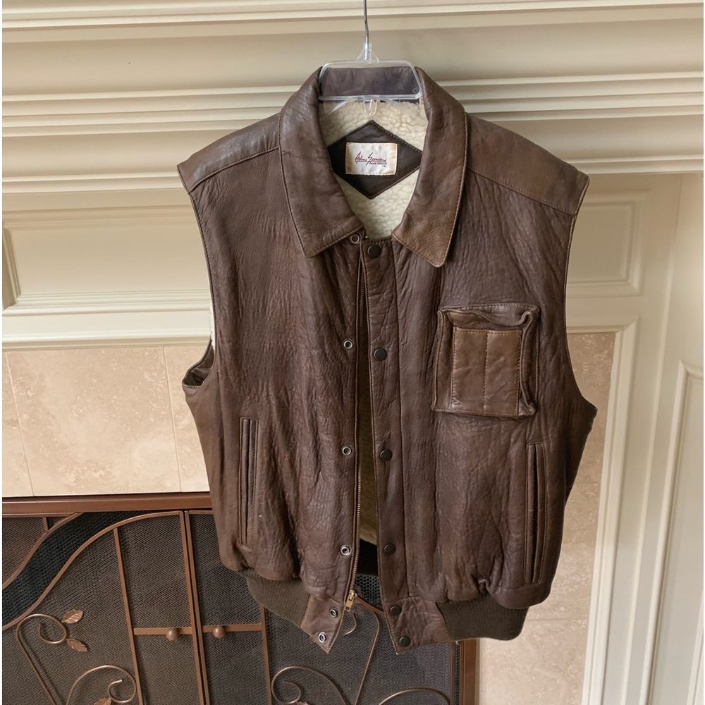 Adam Spencer Leather Vest with Sherpa Lining